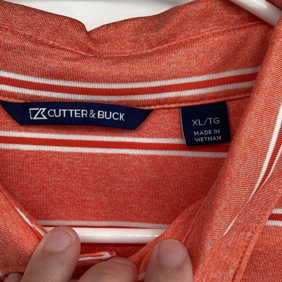 Men’s Cutter & Buck Miami Hurricanes Striped Polo -XL - Orange - Picture 5 of 7
